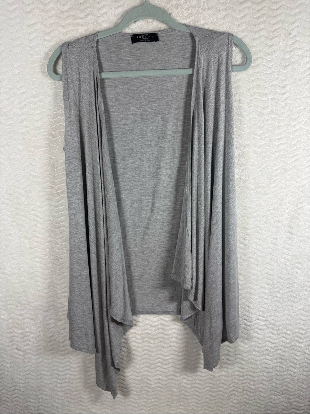 By Johnny Light Gray Draped Sleeveless Cardigan Vest